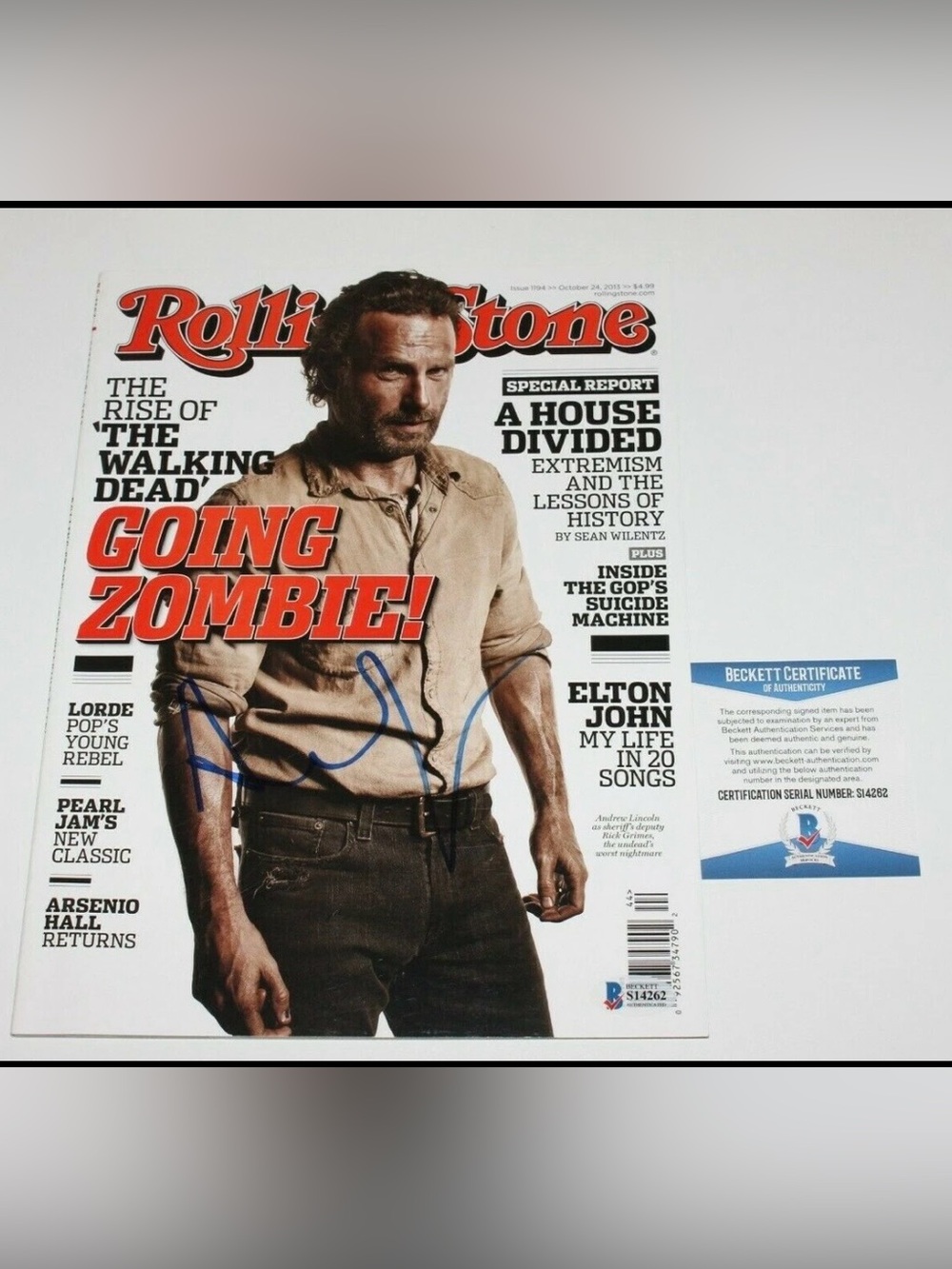 ANDREW LINCOLN SIGNED ROLLING STONE MAGAZINE THE WALKING DEAD RICK CERTIFIED
